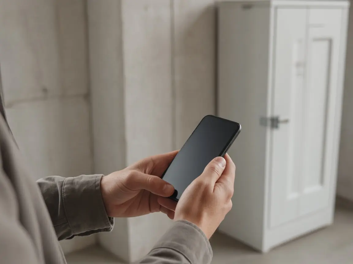 En kund öppnar luckan från mobilen